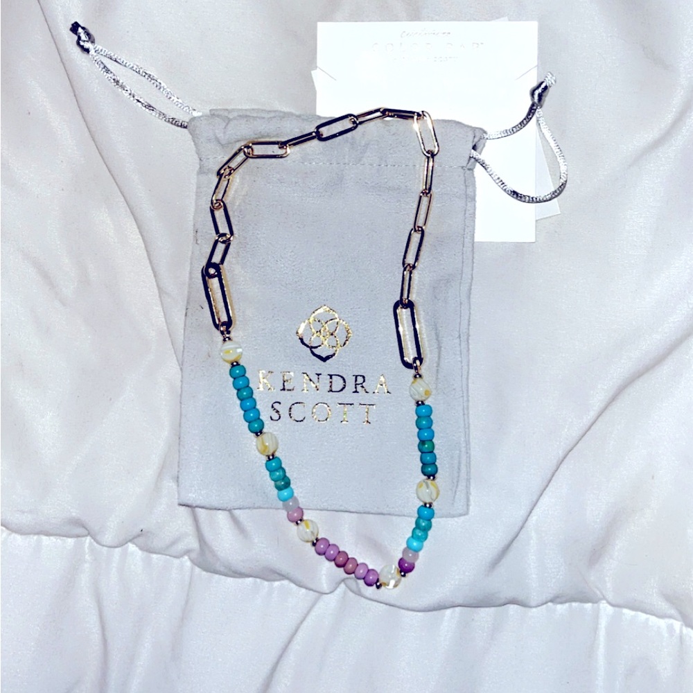 Kendra Scott Ashton Gold Half Chain Necklace in Pastel Mix